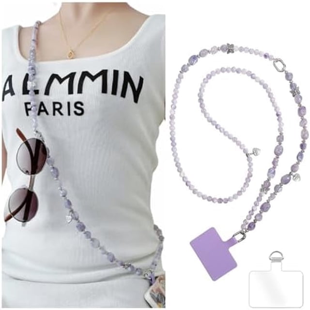 KOMI Phone Crossbody Chain CellPhone Lanyard,Universal Phone Chain Strap with Tether Patches Compatible with Most Phones