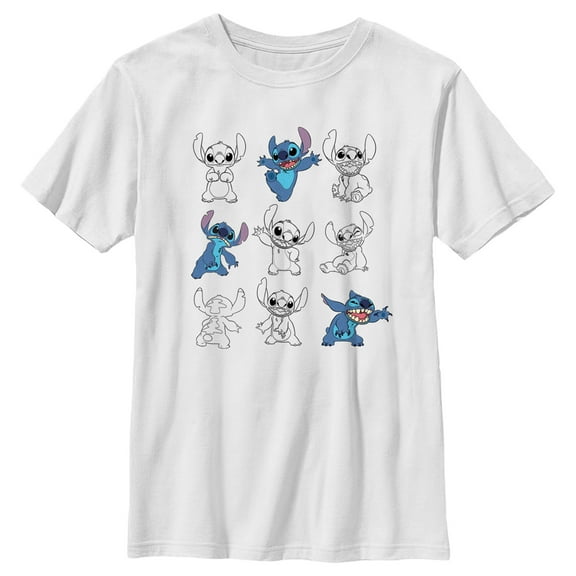 Boy's Lilo & Stitch Iconic Poses Graphic Tee White Small