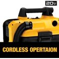 thumbnail image 5 of 20V MAX Cordless Shop Vac, Wet Dry Vacuum Cleaner, Portable 2 Gallon Wet Dry Vac, Strong Suction Shop Vacuum with Hepa Filter, Tool Only (DCV580H), 5 of 10