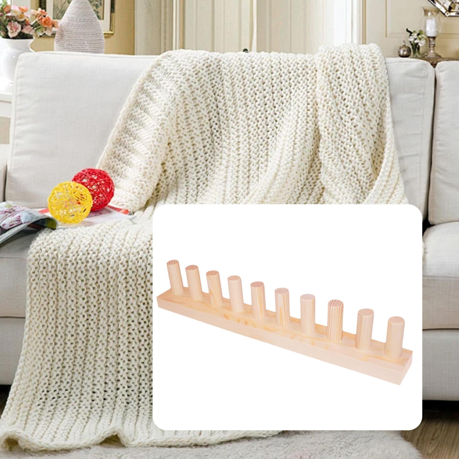 Sharprepublic Beginner Friendly Wooden Knitting Loom for Chunky Yarn Blanket Weaving DIY Craft