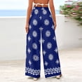 thumbnail image 4 of Stichou Wide Leg Palazzo Pants for Women 2026 Summer Spring Boho Floral Trousers Spring Flowy Beach Vacation Clothes Resort Wear Royal Blue S, 4 of 5