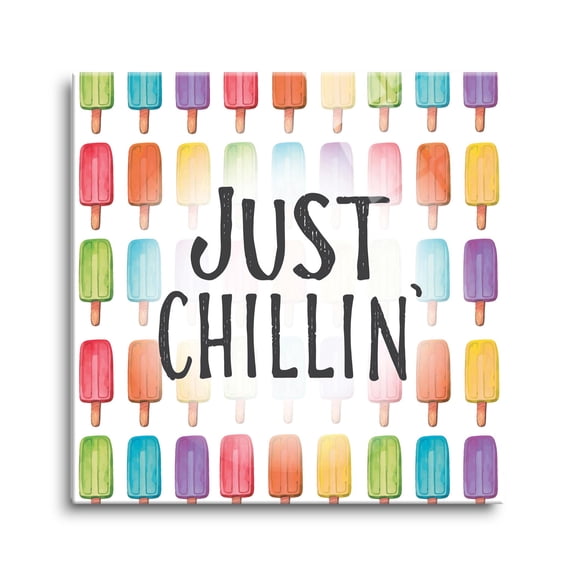 Just Chillin' Colorful Ice Pops 24 x 24 Glass Wall Hanging Sign