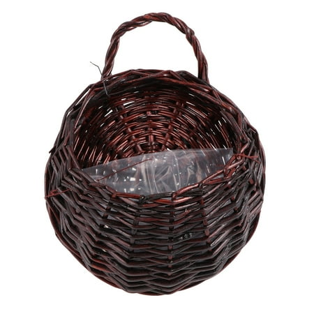 

NUOLUX Straw Wall Hanging Flower Basket Hand Woven Artwork Indoor Simulation Balcony Decoration for Home Hotel (Coffee)