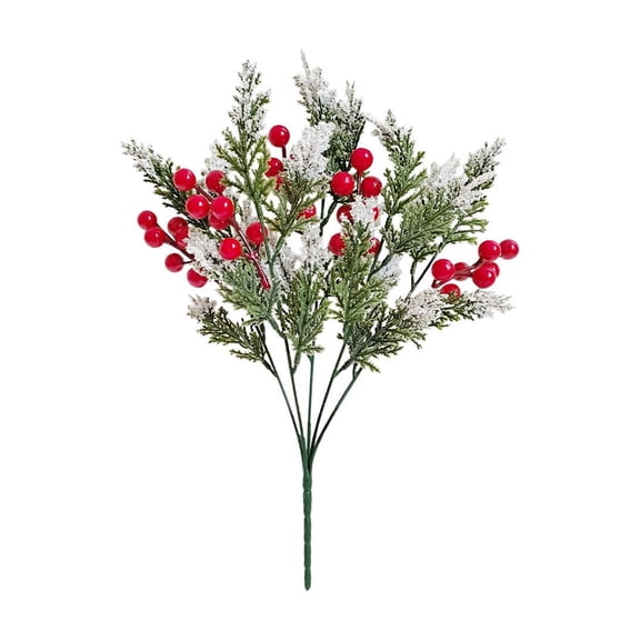 2026 Christmas Indoor Home Decor Artificial Christmas Spray With Red Berries And Snow Dusted Tips Festive Floral Decor Window Display Ornament