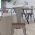 thumbnail image 5 of Merrick Lane 24 Inch Tall Silver Metal Counter Bar Stool With Curved Slatted Back And Textured Wood Seat, 5 of 14
