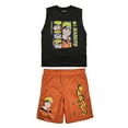 thumbnail image 3 of Naruto 3-Pack Boy's Blue Short Sleeve Tee, Black Muscle Tank, Orange Athletic Shorts Set, 3 of 7