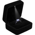 thumbnail image 2 of Caja de anillo de terciopelo con caja de anillo de luz LED para boda, propuesta, compromiso (negro), 2 of 5