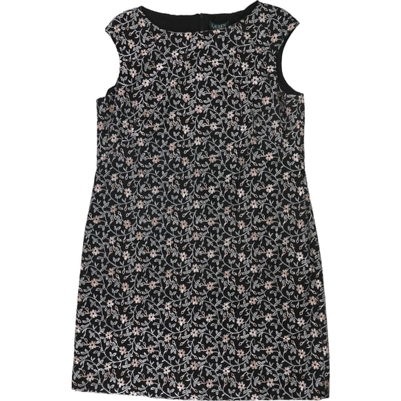 Ralph Lauren Vestido de tubo de encaje floral para mujer, negro, 14