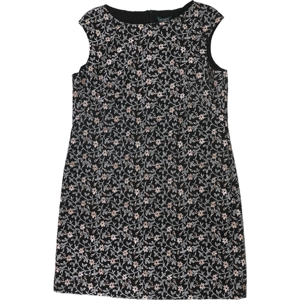Ralph Lauren Vestido de tubo de encaje floral para mujer, negro, 14