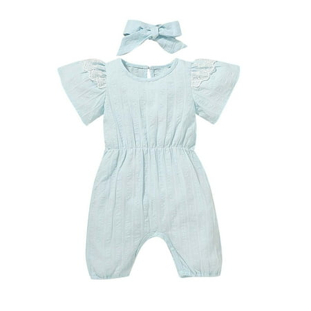 

Sales Honeeladyy 2PCS Toddler Kids Baby Girls Summer Fall Fashion Cute Solid Color Jumpsuit + Headwear Back to School