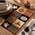 thumbnail image 6 of Sm:)e Patchwork Ghost Pumpkin Black Cat Bat Skeleton Witch Hat Halloween Placemats Set of 4, 12x18 Inch Holiday Table Mats for Indoor Outdoor Party Dining Decoration, 6 of 7