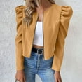 thumbnail image 6 of Women's Zip Up Jacket Puff Long Sleeve Cropped Jacket Casual Outerwear, 6 of 6