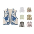 thumbnail image 4 of Douhoow Women Vintage Embroidery Floral Vest Sleeveless Open Front Gilet Cardigan Tops, 4 of 4