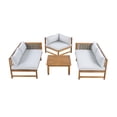 thumbnail image 5 of L-shaped Corner Sectional Seating Group with Waterproof Stain-resistant Cushions, Outdoor Furniture Set with High-resilience Foam, for Villas, Balcony, Gray, 5 of 9