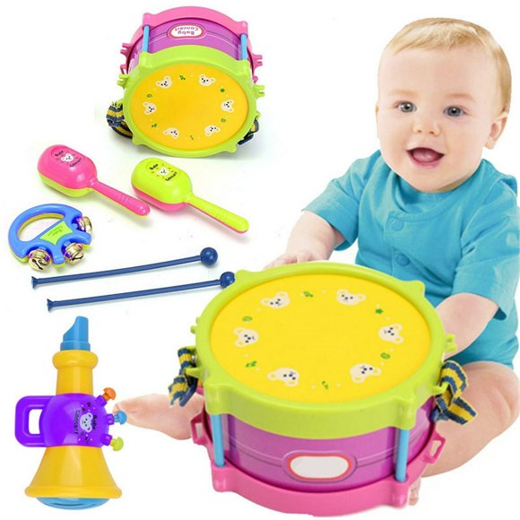 AMERTEER 5Pcs/Set Baby Boy Girl Drum Musical Instruments Drum Set Children Toys