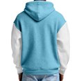 thumbnail image 5 of Men's Versatile Daily Quarter-Zip Hooded Waffle Knit Sweatshirt, Thickened Fleece Texture Pullover, Fall Spring Casual Wear,Cyan,M, 5 of 5