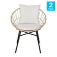 thumbnail image 5 of Merrick Lane Set Of 2 Faux Rattan Rope Patio Chairs, Tan Papasan Style Indoor/Outdoor Chairs with Light Gray Seat & Back Cushions, 5 of 13