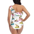 thumbnail image 6 of Yiaed Yoga Dogs Poses Print Women One Piece Swimsuits Tummy Control One Shoulder Bathing Suits Pattern Ruffle Swimwear-X-Large, 6 of 8