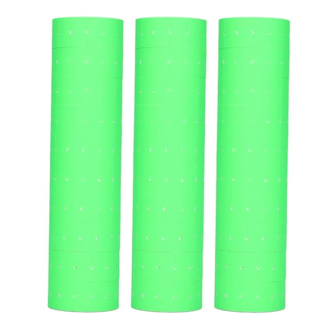 Etiquetas de precio de 3 tubos, 15 000 unidades, de una sola fila, 21 x 12 mm, para M5500 MX5500, verde fluorescente