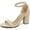 Beige, variant on Women Simple Block High Heels Ankle Strap Sandals Suede Patent