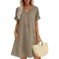 thumbnail image 5 of Duoif Womens Cotton Shirt Dress Summer Casual Short Sleeve Button down Shirt Dresses for Women 2026 Beach Cover up Shirts with Pockets, Khaki, M, 5 of 5