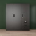 thumbnail image 5 of Pemberly Row Engineered Wood Wardrobe Armoire Closet in Black, 5 of 12