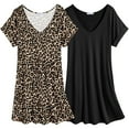 thumbnail image 2 of Avidlove 2 Pack Women Nightgown Sleepwear Short Sleeve Sleepshirts Veck Sleepdress Causal Pajama Dress with Pockets, 2 of 7