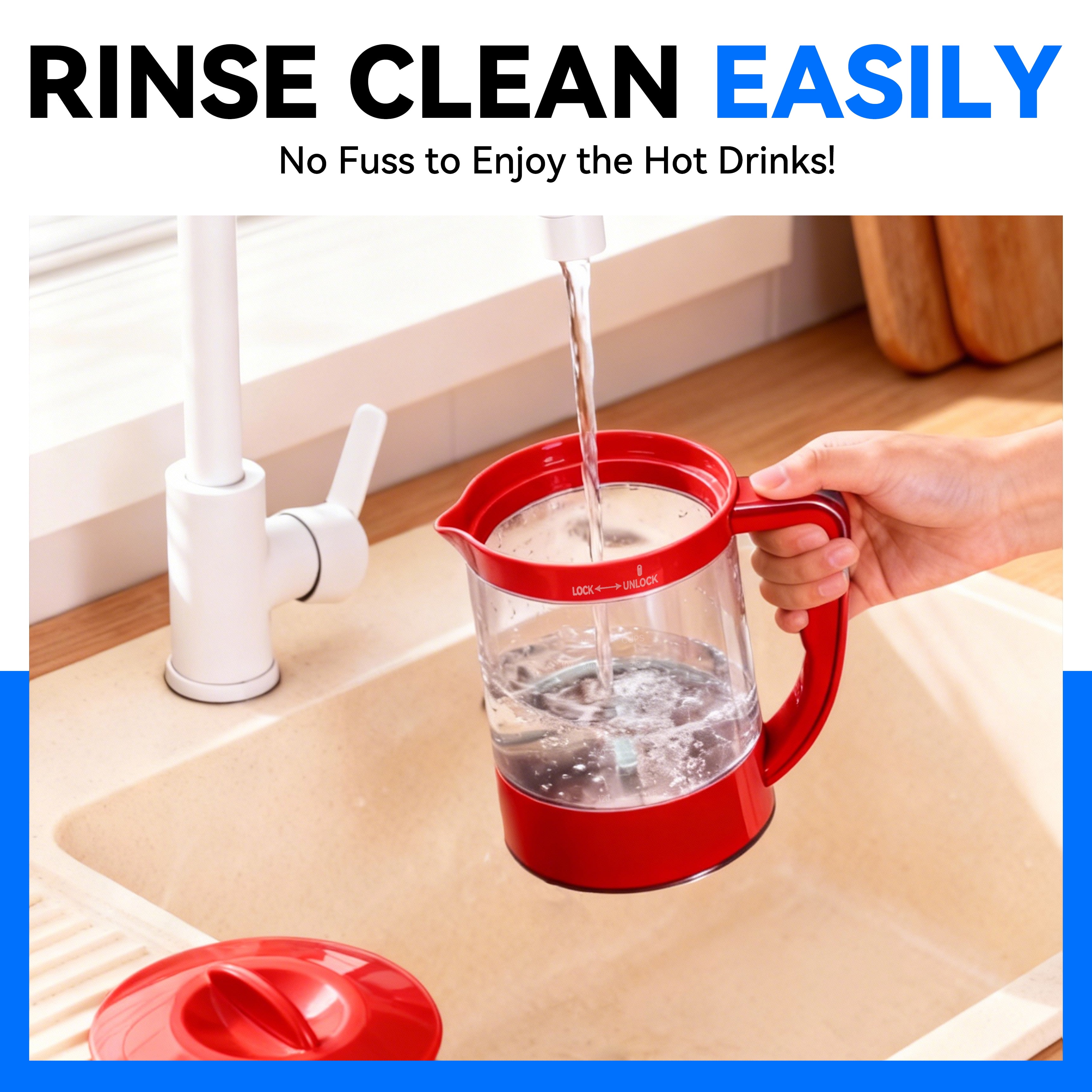 Mailand Hot Chocolate Drink Maker, 29 oz (3.5 Cups), Electric Milk Frother and Steamer, Red