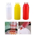 thumbnail image 3 of 3 botellas de ketchup recargables portátiles con atomizador, dispensador con tapa giratoria de 3 orificios, multicolor 360ml, 3 of 9
