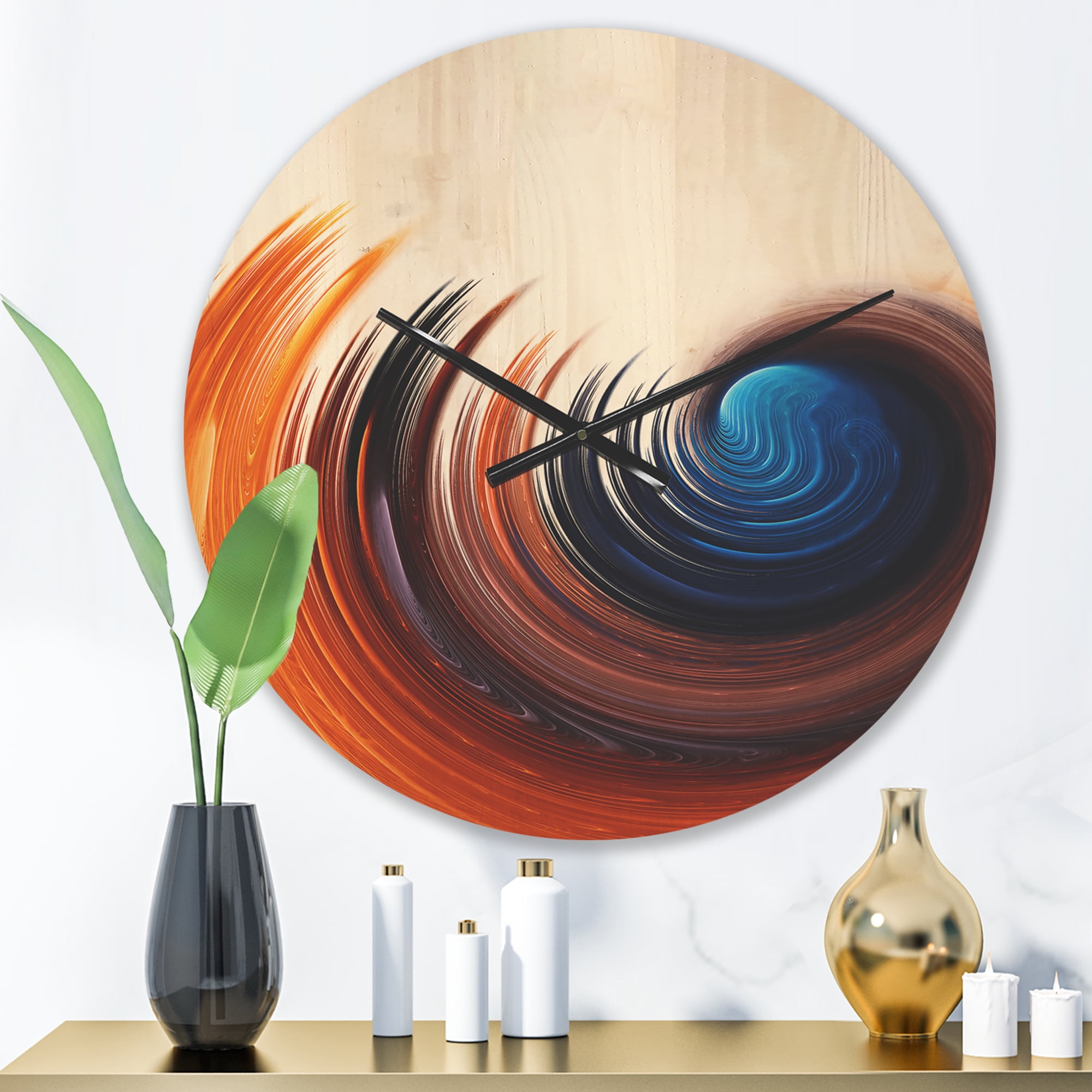 Designart 'Elegant Fractal Spiral Design ' Modern Wood Wall Clock