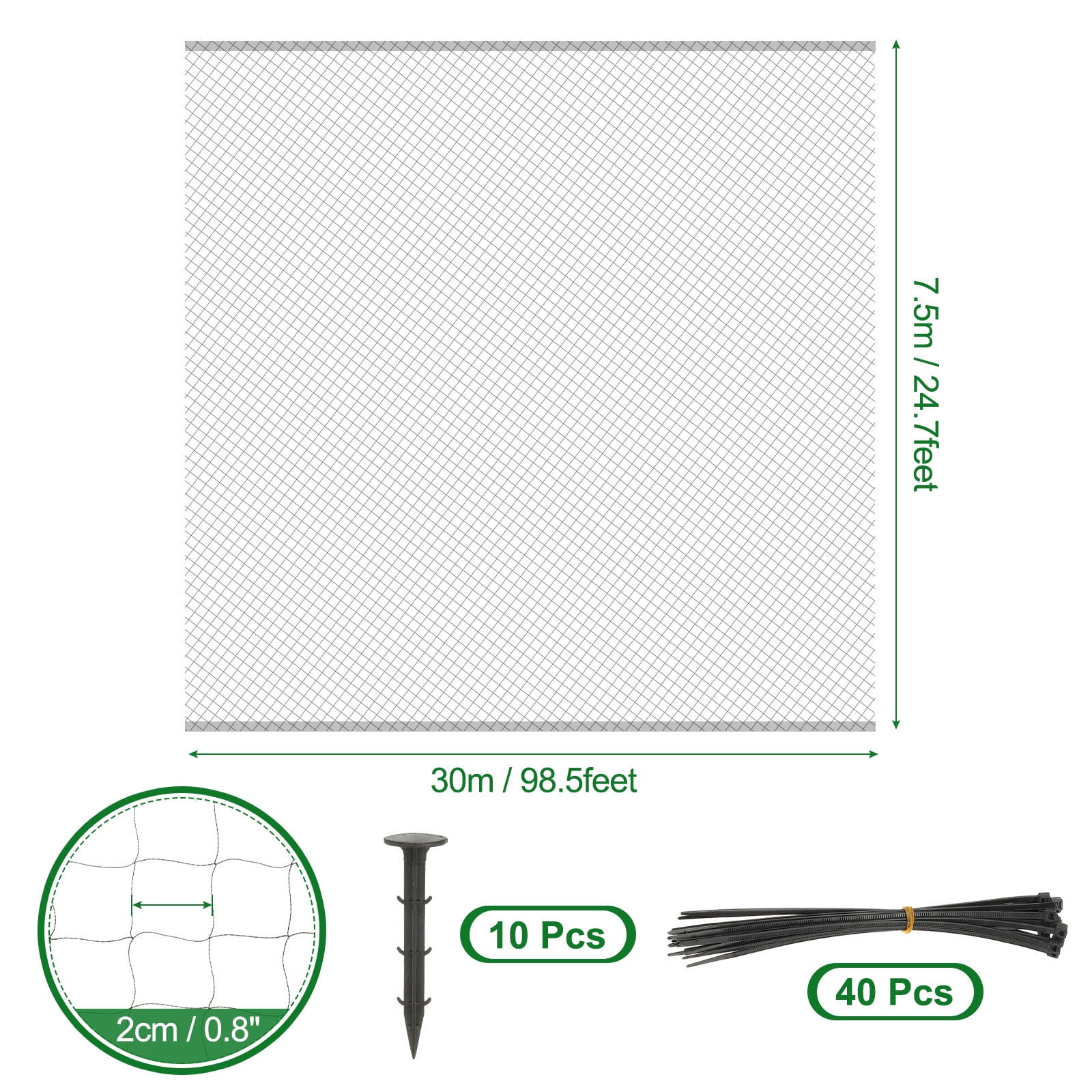 1Set Bird Netting for Chicken Coop 25 x 99 Feet Garden Netting with 0.8" Square Mesh Nylon Chicken Wire Mesh Garden Fence