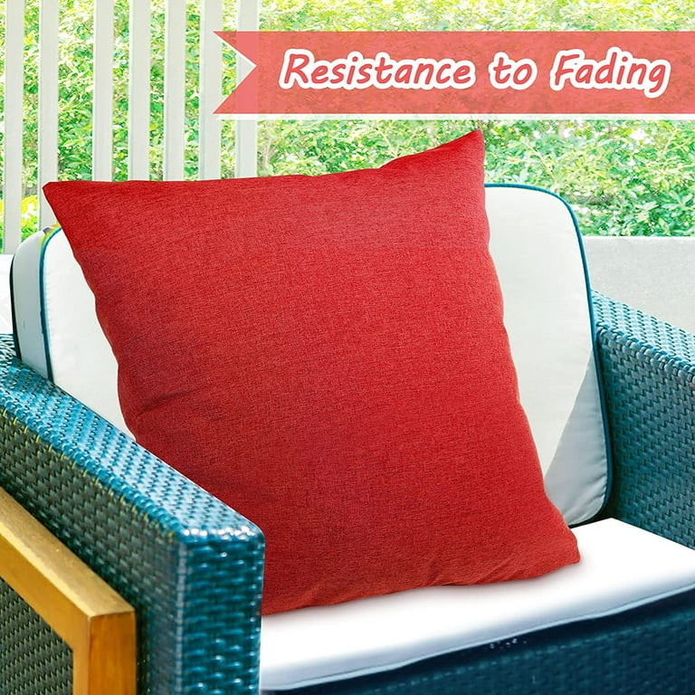 Set of 2 Outdoor Waterproof Throw Pillow Covers 18x18 Inch for Patio Garden  Porch Sofa, Red