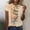 #6_Yellow, variant on Ladies Retro Tee Round Neck Tops Floral Printed T-Shirts Tunic Slim Fits Blouses Women's Casual Comfortable Outwear Classic Trendy Shirts