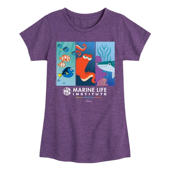 Disney Finding Dory - Marine Life Institute - Toddler & Youth Girls Short Sleeve Graphic T-Shirt