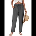 thumbnail image 2 of Pantalones de con Cordón Ajustable para Mujer, Pantalones de Playa de Verano con Cintura Elástica. Gris XL, 2 of 10