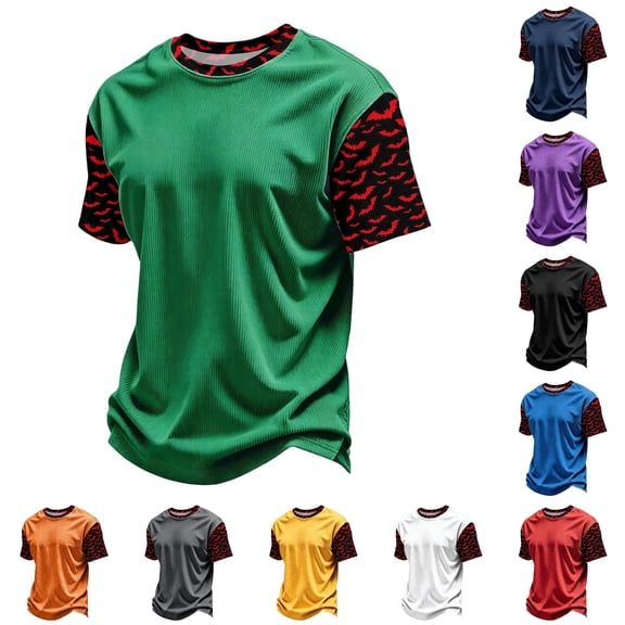 Zylarhe Boys Halloween Shirts Fun Print Short Sleeve Tee with Seashell Design for Boys Green 4-5 Years
