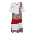 thumbnail image 4 of EQWLJWE Robes d'Été pour Femmes 2023 Mode Féminine Décontractée Manches Courtes Col en V Bouton Imprimé Maxi Robe Longue Ample, 4 of 5