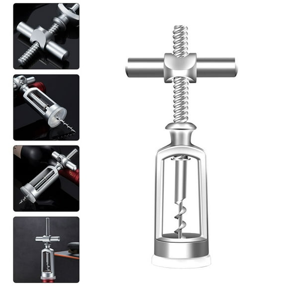 OUNONA 1Pack Silver Wine Bottle Opener with Corkscrew Opening for Home Party and Wedding Use