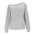 thumbnail image 5 of Womens Off The Shoulder Tops Drop Shoulder Going Out Long Sleeve Pullover Y2K Spring Fashion 2026 Outfits Clothes, 5 of 7