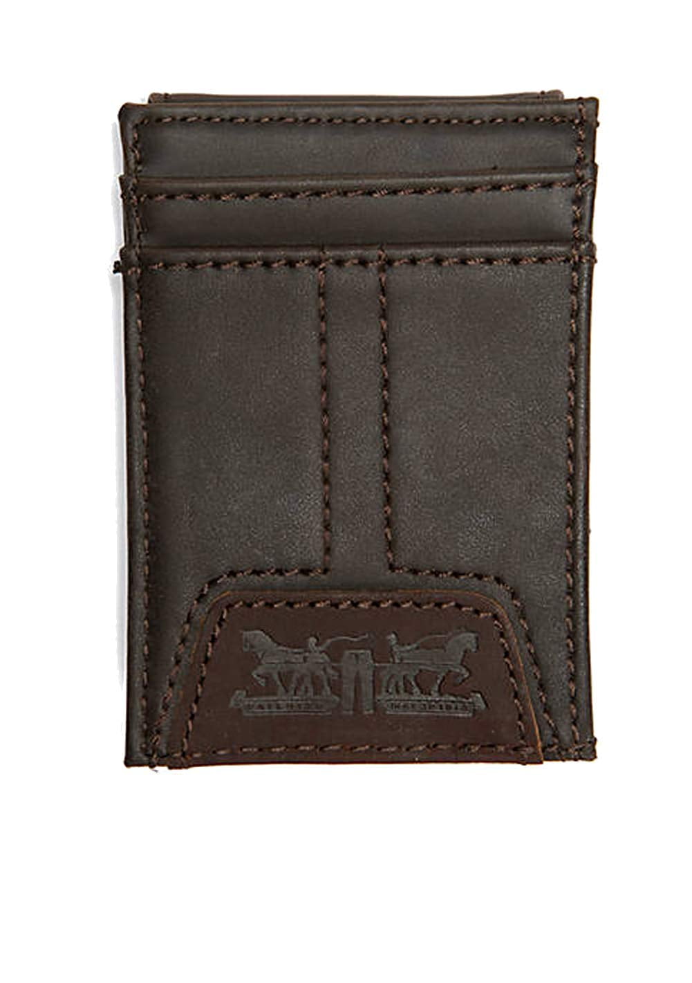 Levi's Men's RFID Magentic Front Pocket Wallet, Brown
