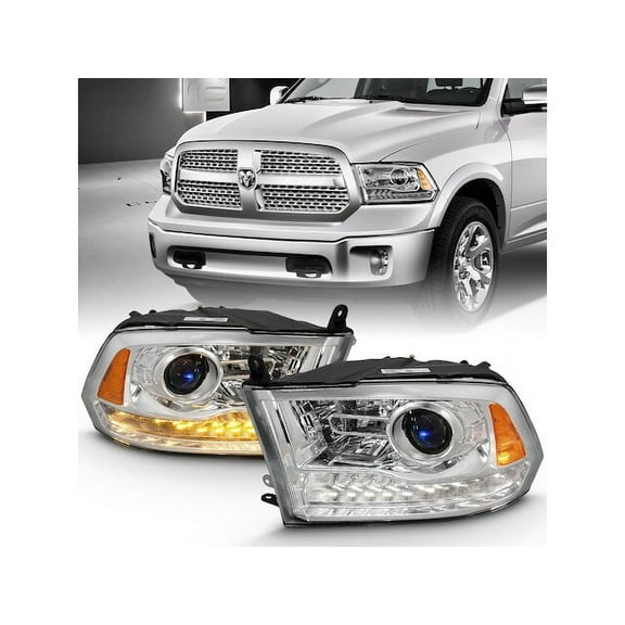 Headlight Set - Compatible with 2011 - 2018 Ram 1500 2012 2013 2014 2015 2016 2017