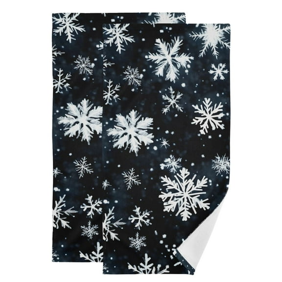 Snowflakes in The Dark Hand Towel Absorbent Bath Towels for Bathroom Sports Gym(28.3" X 14.4") Set of 2