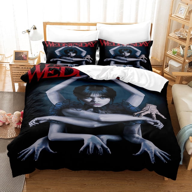 Wednesday Adams Bedding Suit, Three Piece Set, 3D Quilt Cover Pillowcase, Soft Microfiber, Duvet Cover