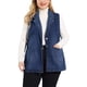 thumbnail image 1 of Women's Plus Size Denim Vests Sleeveless Relax Notched Lapel Vest Dark Blue 2X, 1 of 6