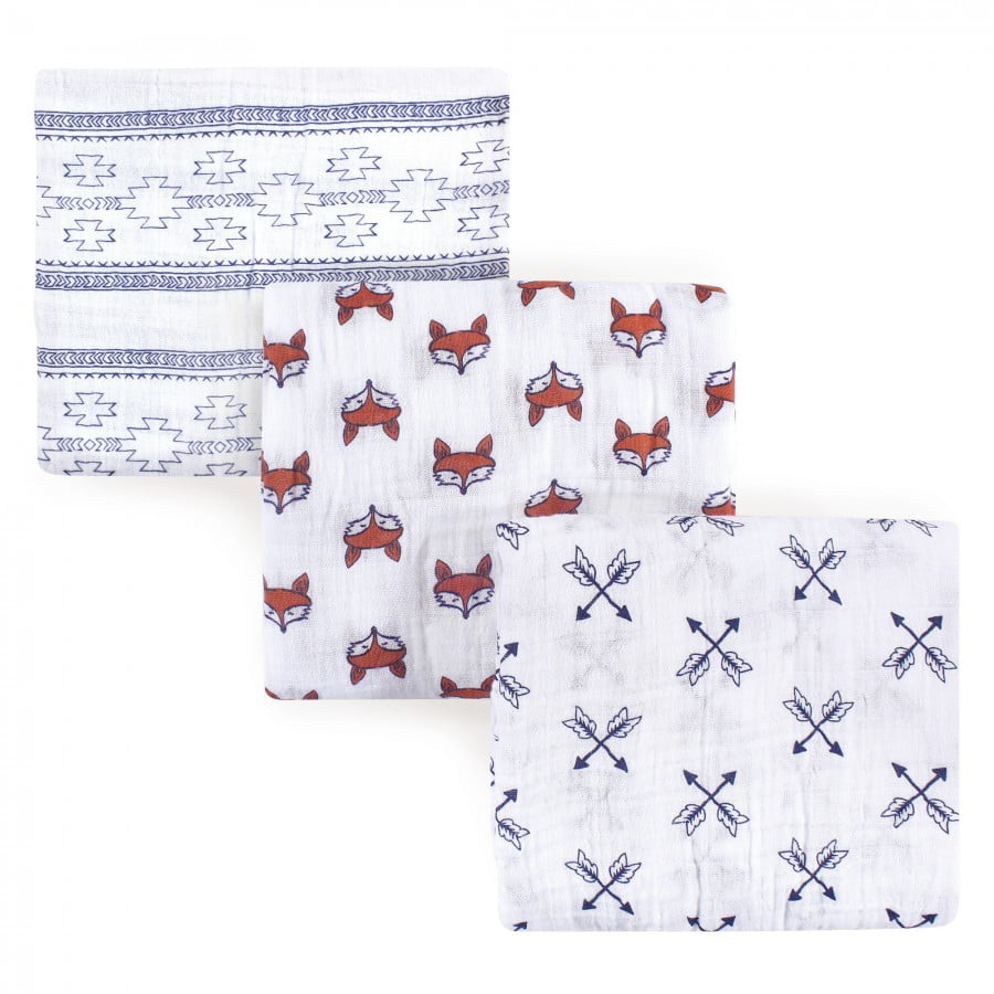 New ADEN AND ANAIS Swaddle Muslin Cotton Blanket Fox Zigzag baby 