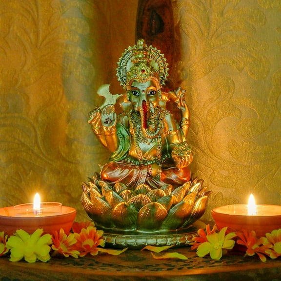 BangBangDa Hindu God Lord Ganesha Statue - India Idol Ganesh Figurine Indian Home Office Mandir Temple Pooja Item Diwali Gifts Puja Product Altar Shrine Yoga Room Medietation Room Decor