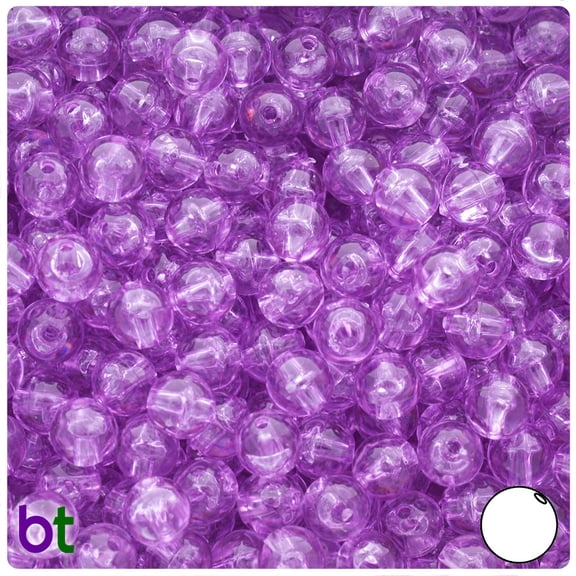 BeadTin Light Amethyst Transparent 8mm Round Craft Beads (300pcs)