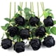 thumbnail image 1 of Xiao Hua 10 rosas artificiales de tallo largo de seda para ramo de boda, decoración del hogar (negro), 1 of 5