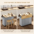 thumbnail image 4 of Grey Kitchen Island on Wheels with Drop Leaf & Storage - Kitchen Cart with Drawers, Spice Rack, Adjustable Shelf - 45.3" x 25.2", 4 of 7
