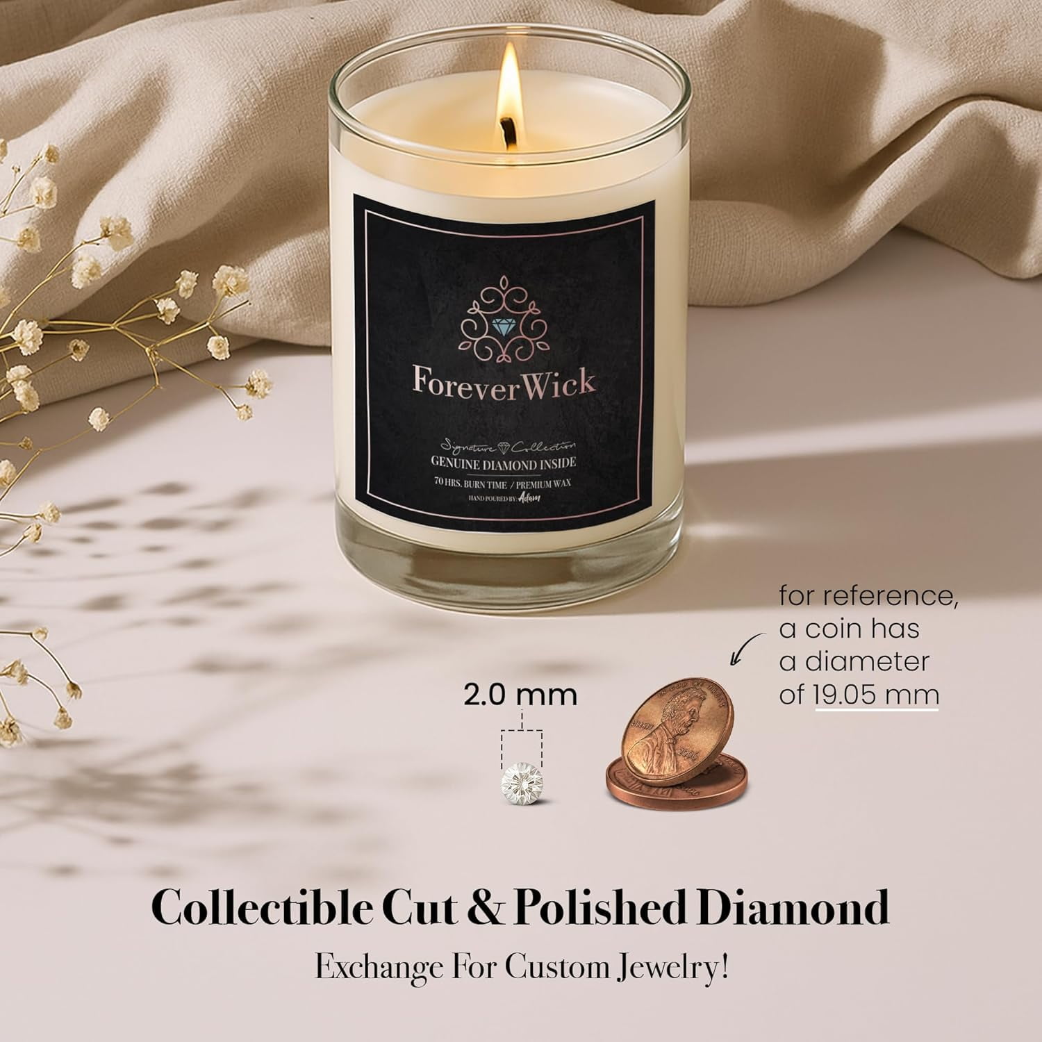 ForeverWick Surprise Candle with Diamond Inside | Foreverwick Candles | Fruit Scented Soy Candles Gifts for Women Aromatherapy Candle Wax | All-Natural Organic Soy Candle 14oz | 70h